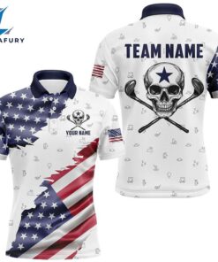 American Flag Golf Clubs Skull Golf Camo Men Golf Polo Shirts Custom Patriotic Golf Team Jerseys, Custom