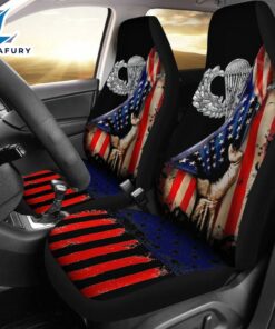 Best Airborne Wings Us Flag Pull Back Military Paratrooper Premium Custom Car Seat Covers Decor Protector