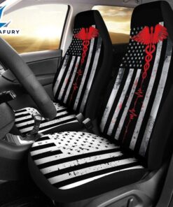 Best Patriot Apparel Nurse Thin Red Line Us Flag Premium Custom Car Seat Covers Decor Protector