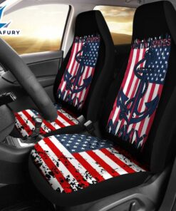 Best Us Navy Flag With Anchor For Navy Veterans And Soldiers Premium Custom Car Seat Covers Decor Protector