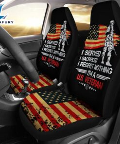 Best Us Proud Army Veteran Gifts I'M A U.S Veteran American Flag Premium Custom Car Seat Covers Decor Protector
