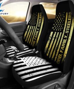 Best Veteran God Family Steelers Pro Us Flag Premium Custom Car Seat Covers Decor Protector