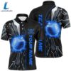 Black And Blue Fire Golf Ball Broken Glass Custom Mens Golf Polo Shirts