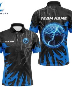Black And Blue Lightning Thunder Golf Ball Mens Golf Polo Shirts Custom Golf Outfits Men, Custom