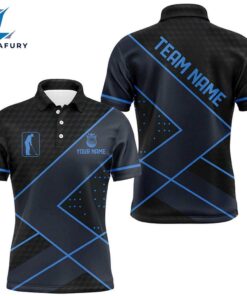 Black And Blue Mens Golf Polo Shirts Custom Golf Apparel