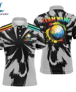 Black And Gray Pattern Custom Watercolor Golf Ball Team Mens Golf Polos Shirts, Custom