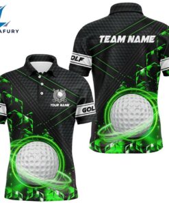 Black And Green Light Golf Ball Mens Golf Polo Shirts Custom Golf Apparel