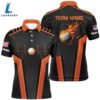 Black And Orange Mens Golf Polo Shirt Custom Flame Golf Ball Team Golf Tops
