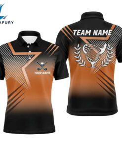 Black And Orange Star Pattern Mens Golf Polo Shirts Custom Men'S Golf Apparel, Custom
