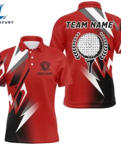 Black And Red Golf Ball Mens Golf Polo Shirt Custom