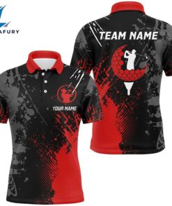 Black And Red Mens Golf Polo Shirts Custom Male Golf Attire