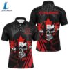 Black And Red Skull Canadian Flag Mens Golf Polo Shirts Custom Patriotic Golf Attire