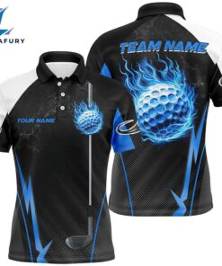 Black And White Golf Outfits Men Custom Blue Flame Golf Ball Mens Custom