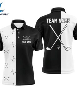 Black And White Mens Golf Polo Shirt Custom Golf Clubs