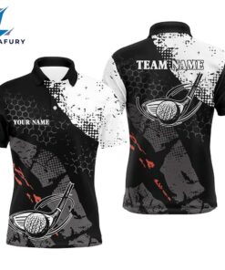 Black And White Mens Golf Polo Shirts Custom Team Name Vintage Golf Clubs Best Mens Golf Wears, Custom