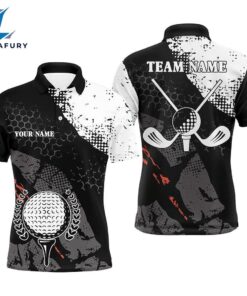 Black And White Retro Mens Golf Polo Shirts Custom Golf Clubs Team Golf Jerseys, Golf Attire