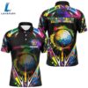 Black Mens Golf Polo Shirts Custom Colorful Lightning Team Golf Jerseys, Golf Attire