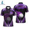 Black Mens Golf Polo Shirts Custom Purple Fire Lightning Team Golf Jerseys, Golf Attire