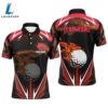 Black Mens Golf Polo Shirts Custom Red Fire Lightning Team Golf Jerseys, Golf Attire