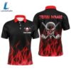 Black Mens Golf Polo Shirts Custom Red Flame Skull Golf Clubs