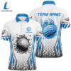 Blue Flame Golf Ball Wall Break White Mens Golf Polo Shirt Custom Golf Attire