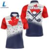 Canadian Flag Golf Clubs Navy Geometric Pattern Men Golf Polo Shirts Custom Patriotic Golf Outfits Men, Custom
