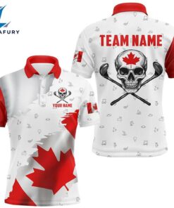 Canadian Flag Golf Clubs Skull Golf Camo Men Golf Polo Shirts Custom Patriotic Golf Team Jerseys, Custom