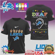 Detroit Lions Deaf Awareness Asl Sign Language T Shirt Design