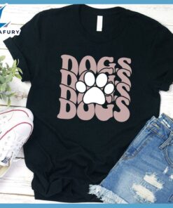 Dogs Paw Wavy Colored Print T-Shirt