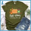 Fall Vibes And Dog Mom Life Colored T-Shirt