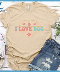 I Love Dog Colored Print T-Shirt