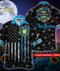 Los Angeles Chargers NFL-Hawaii Shirt Sunflower Custom Your Nickname,Kids Name Best Gift For Mother Day,Father Day