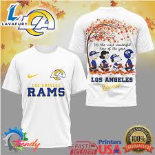 Los Angeles Rams Peanuts Snoopy Autumn Leaves Tshirt