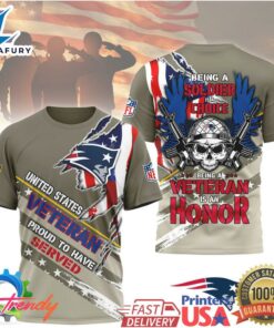 New England Patriots Official NFL Proud U.S. Veteran 3D Shirt