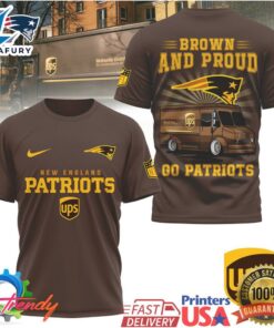 New England Patriots Official NFL UPS Brown And Pound 3D Shirt