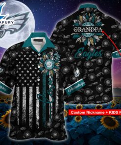 Philadelphia Eagles NFL-Hawaii Shirt Sunflower Custom Your Nickname,Kids Name Best Gift For Mother Day,Father Day
