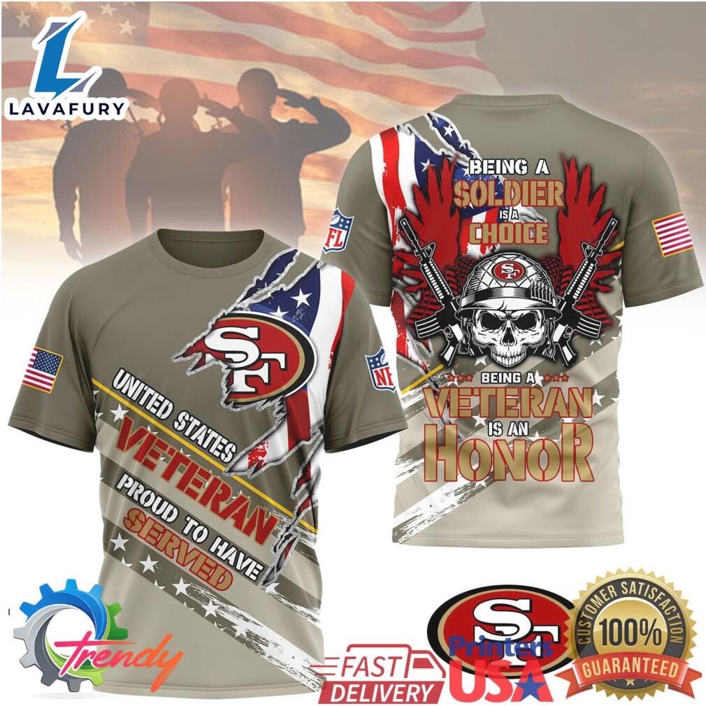 San Francisco 49ers Official NFL Proud U.S. Veteran 3D Shirt For Man And Women San Francisco 49ers Official NFL Proud U.S. Veteran 3D Shirt For Man And Women