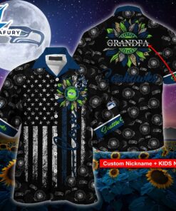 Seattle Seahawks NFL-Hawaii Shirt Sunflower Custom Your Nickname,Kids Name Best Gift For Mother Day,Father Day