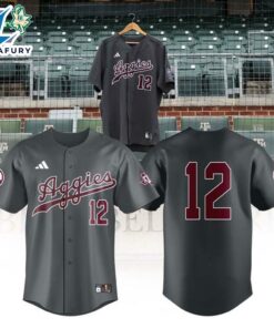 Texas A&M Dark Grey Full Button Baseball Jersey