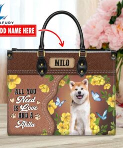 Akita Dog All You Need Is Love And A Leather Handbag
