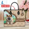 Akita Dog Duccy Dog Lover Leather Handbag