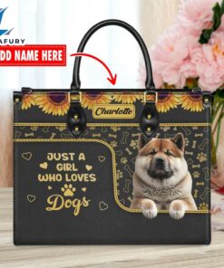 Akita Dog Just A Girl Who Loves Dogs Leather Handbag