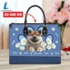 Akita Dog Lover Leather Bag With Daisy Flowers