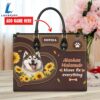 Alaskan Malamute Dog Kisses Fix Everything Leather Handbag