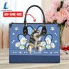 Alaskan Malamute Dog Lover Leather Bag With Daisy Flowers