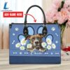 American Staffordshire Terrier Dog Lover Leather Bag With Daisy Flowers