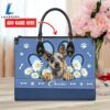 Australian Cattle Dog Lover Leather Bag With Daisy Flowers