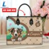 Australian Shepherd Dog Duccy Dog Lover Leather Handbag