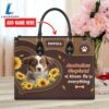 Australian Shepherd Dog Kisses Fix Everything Leather Handbag