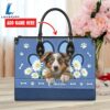 Australian Shepherd Dog Lover Leather Bag With Daisy Flowers